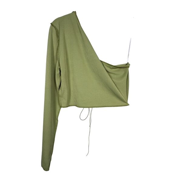 NWT Princess Polly Green Luciana One Sleeve Crop Top Size 12 - Picture 3 of 6